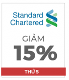 Thẻ quốc tế Standard Chartered  giảm 15% khi thanh toán trên Shopee